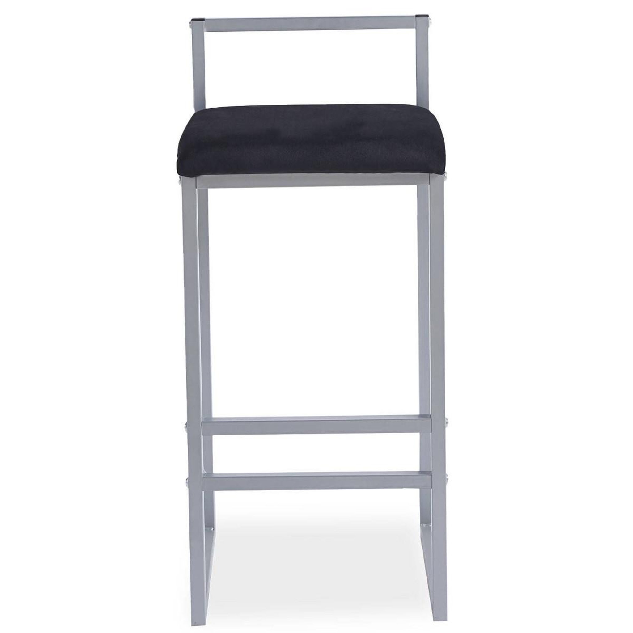 Voir la diapositive 3 : Paris Prix Tabouret de bar velours  dakota  80cm noir & argent
