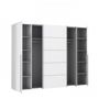 Voir la diapositive 4 : MARKET24 Armoire - Blanc mat - 2 portes battantes + 2 portes coulissantes - L 270,3 x P 61,2 x H 210 cm - NARAGO