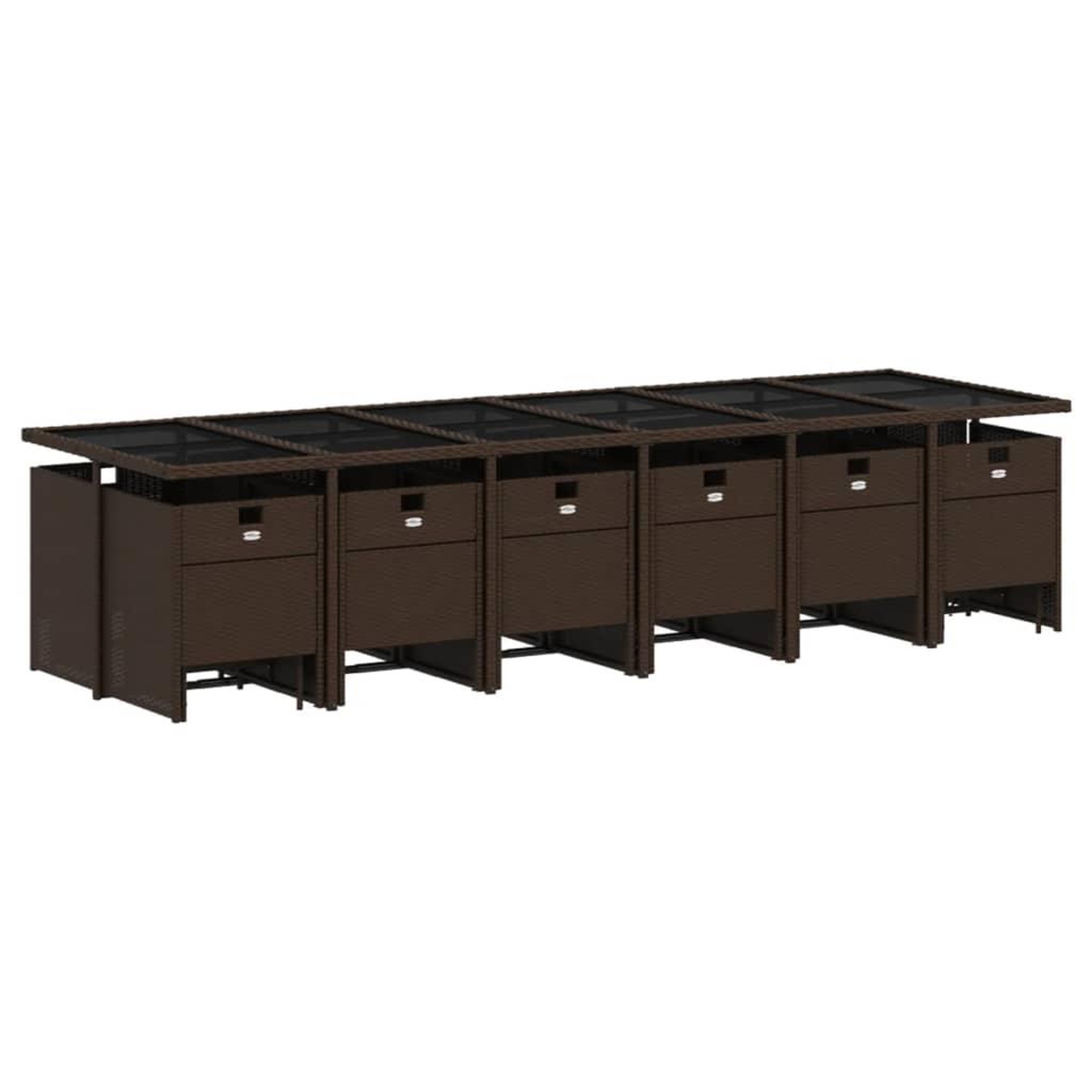 Voir la diapositive 3 : VIDAXL Ensemble a manger de jardin et coussins 17 pcs marron rotin