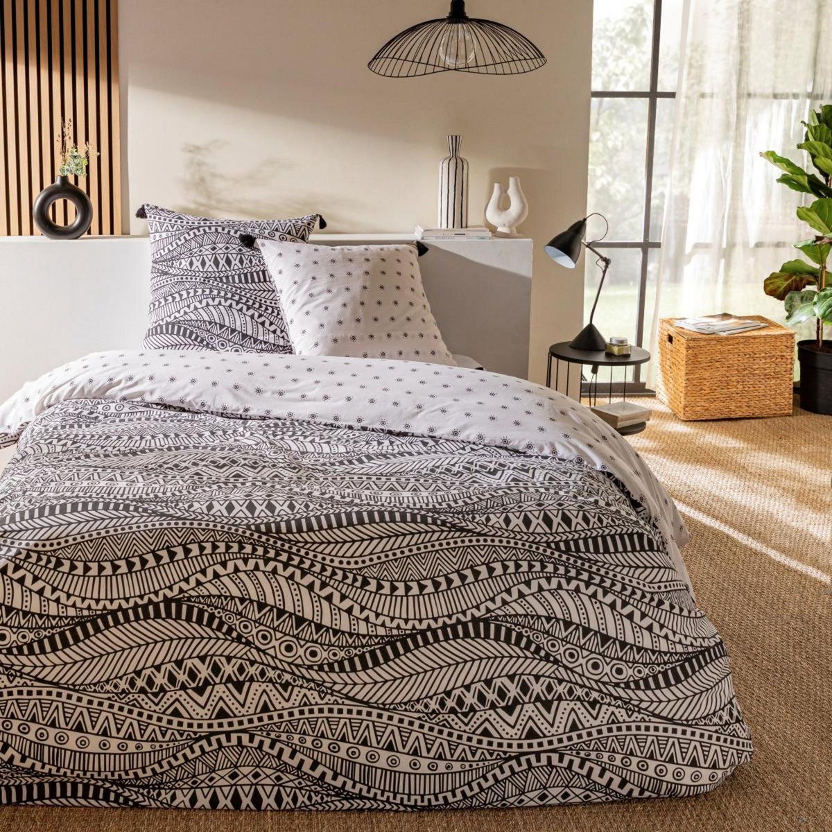 FUTURE HOME Parure de lit 2 personnes ethnique réversible