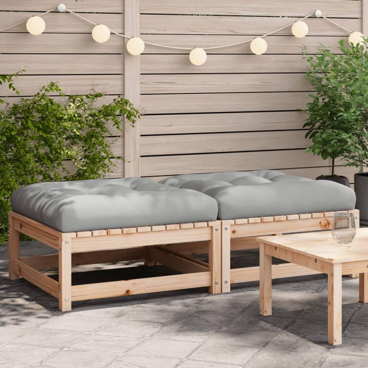 VIDAXL Repose-pieds de jardin avec coussins 2 pcs bois de pin massif