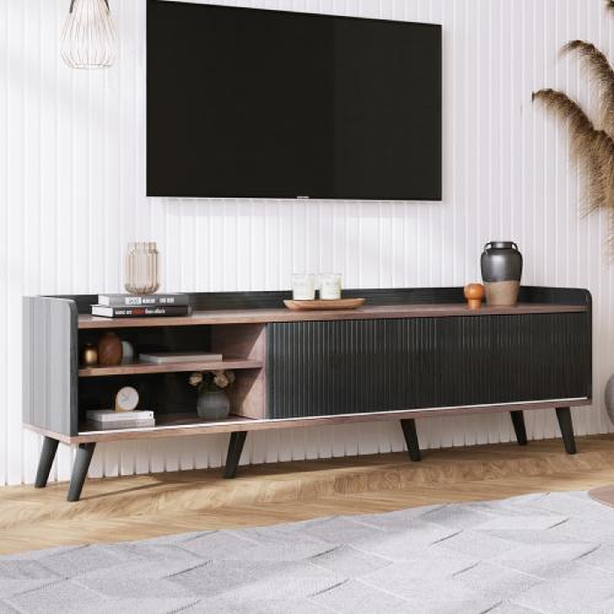 Voir la diapositive 4 : MERAX Meuble tv noir 160 cm panneau de particules