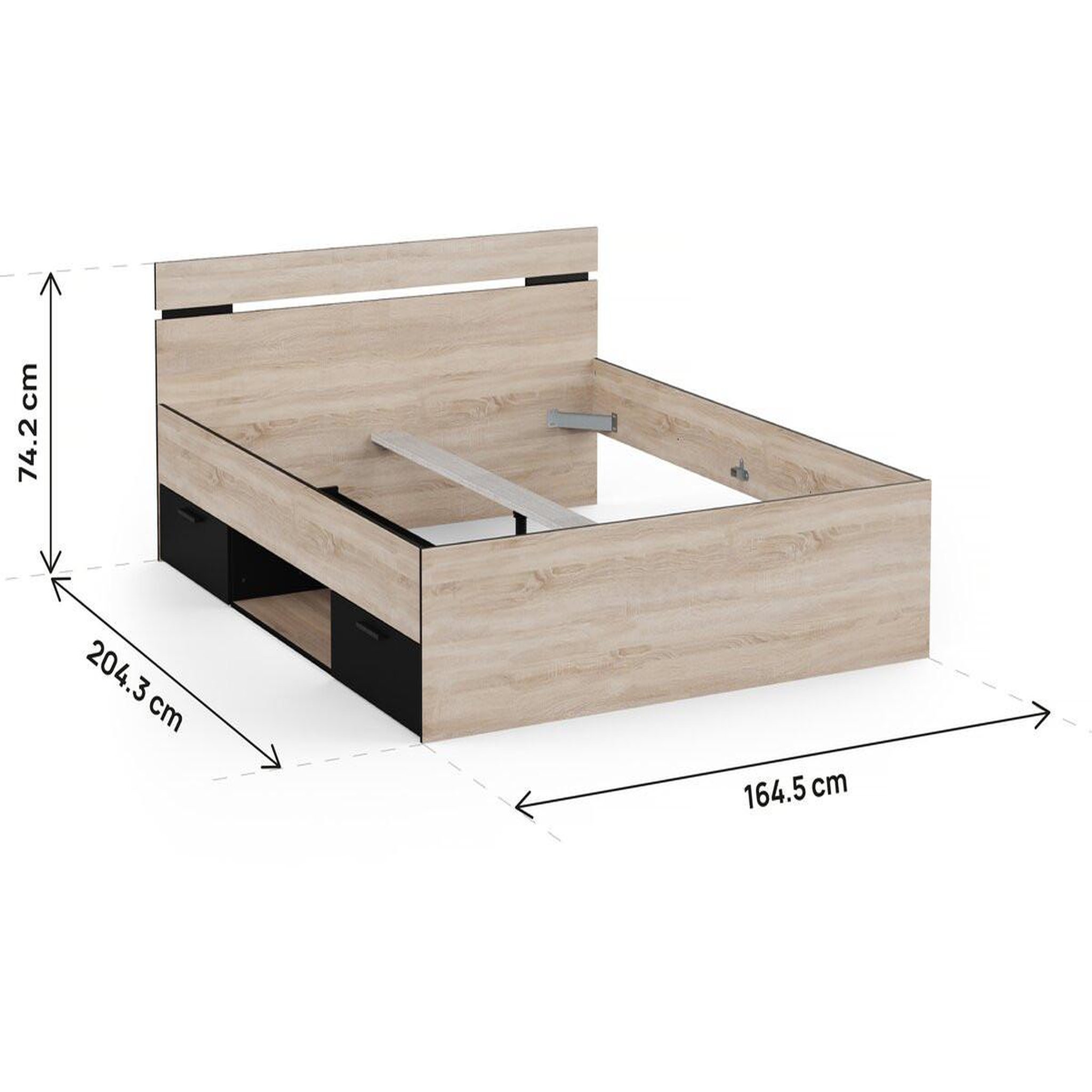 Voir la diapositive 4 : Habitat et Jardin Lit Double en bois  Michigan  - 160 x 200 cm - Beige