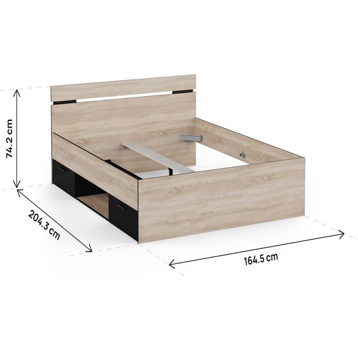 Habitat et Jardin Lit Double en bois  Michigan  - 160 x 200 cm - Beige