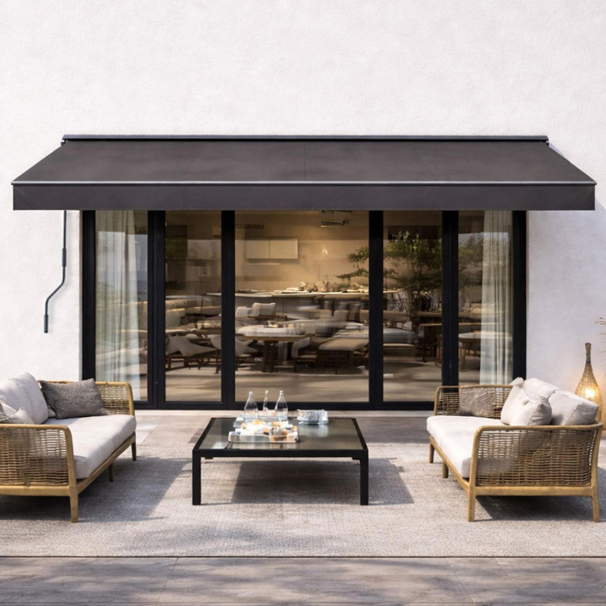 CONCEPT USINE Store banne manuel 3,95 x 2,5 m en aluminium avec toile gris ADRO