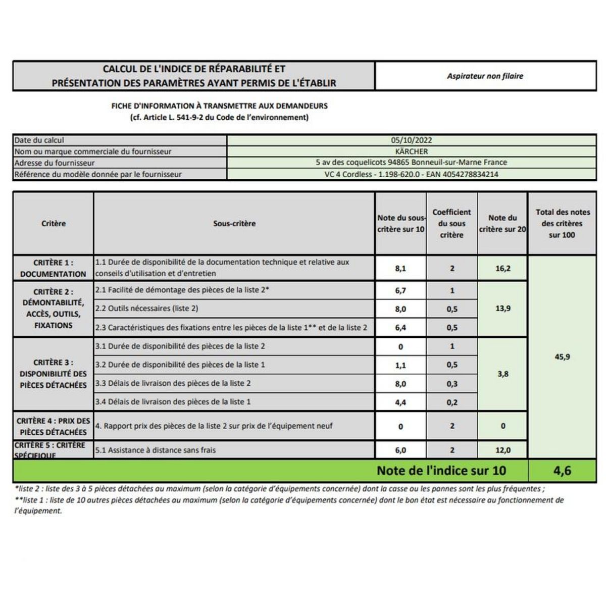 KARCHER Aspirateur balai rechargeable 21.6v jaune/noir - 11986200