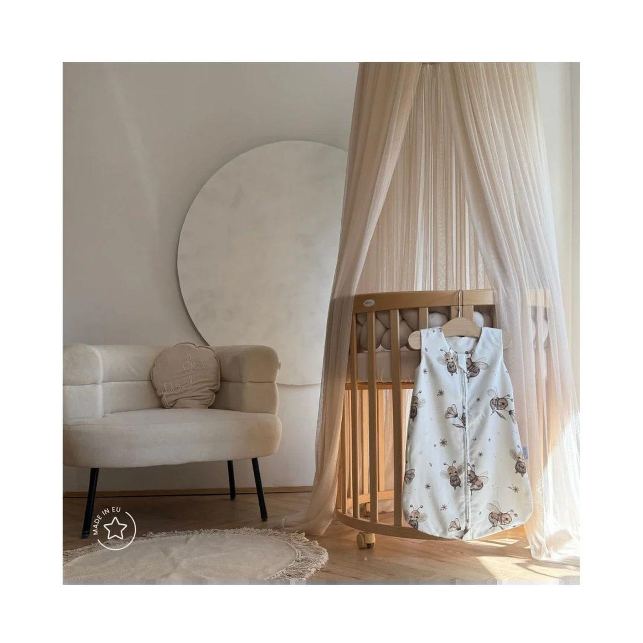 Voir la diapositive 2 : WALDIN Ciel de lit en tulle à fixer au plafond - beige