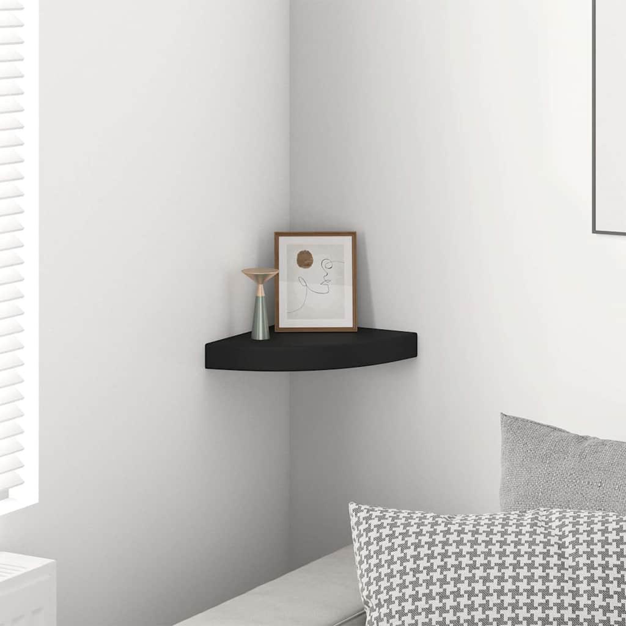 Voir la diapositive 4 : VIDAXL Etagere d'angle flottante noir 25x25x3,8 cm MDF