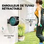 Voir la diapositive 5 : OUTSUNNY Dévidoir mural enrouleur automatique pivotant 180° tuyau 25+2m avec pistolet arrosage support mural intégré vert noir