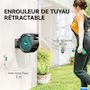 Voir la diapositive 5 : OUTSUNNY Dévidoir mural enrouleur automatique pivotant 180° tuyau 25+2m avec pistolet arrosage support mural intégré vert noir