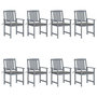 Voir la diapositive 1 : VIDAXL Chaises de jardin et coussins lot de 8 Bois acacia solide Gris