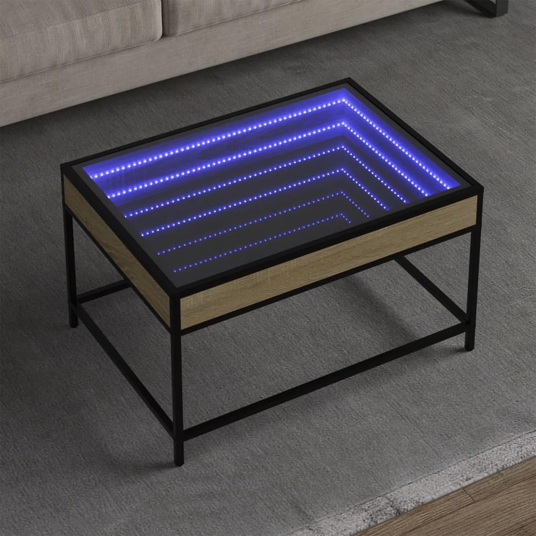 VIDAXL Table basse avec LED infini chene sonoma 70x50x41 cm