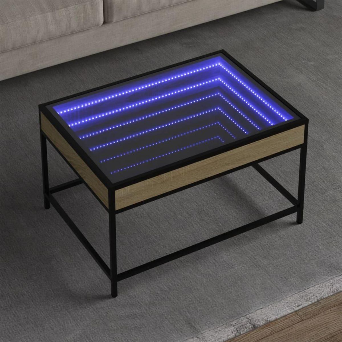 VIDAXL Table basse avec LED infini chene sonoma 70x50x41 cm