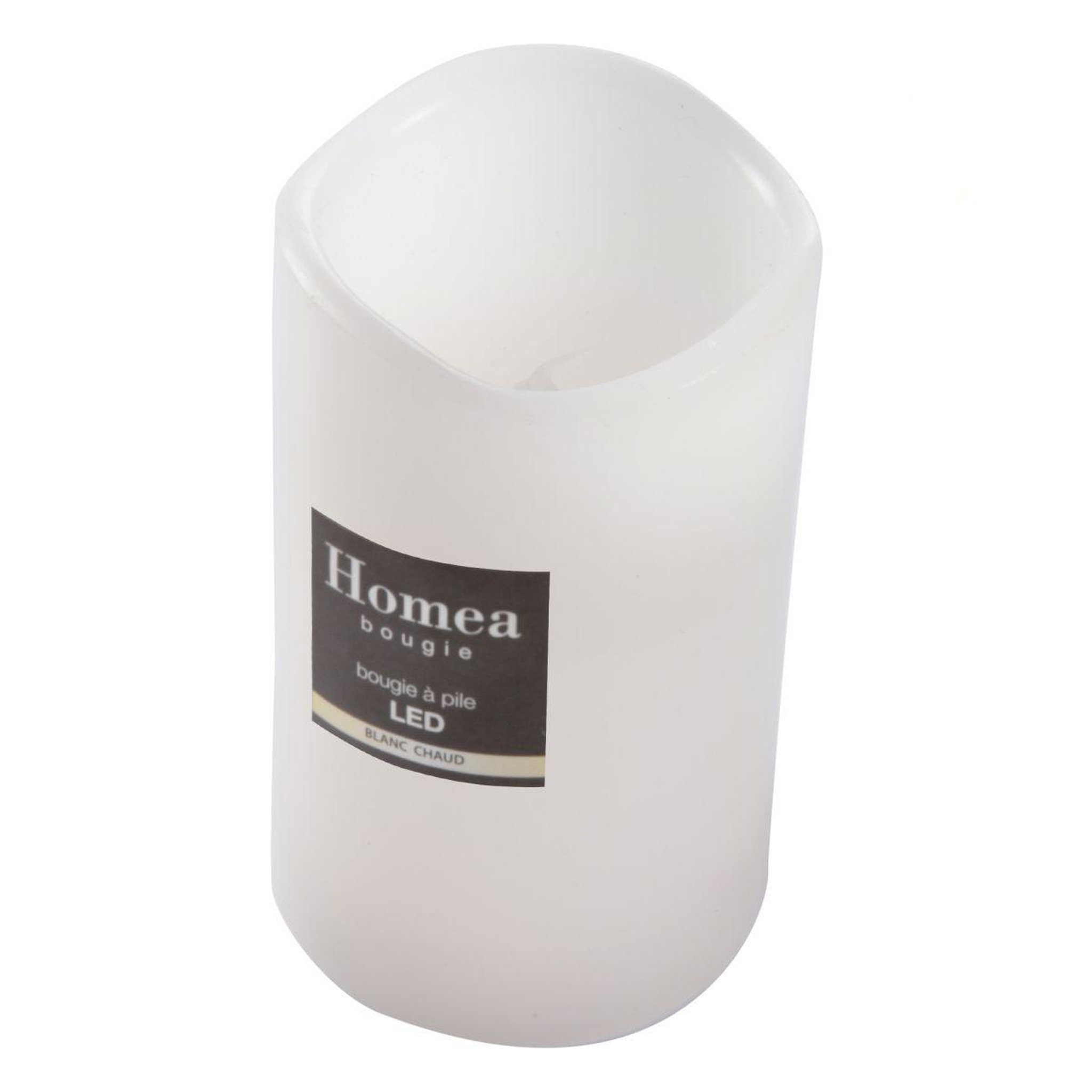 Voir la diapositive 2 : HOMEA Bougie pilier led  jasper  15cm blanc