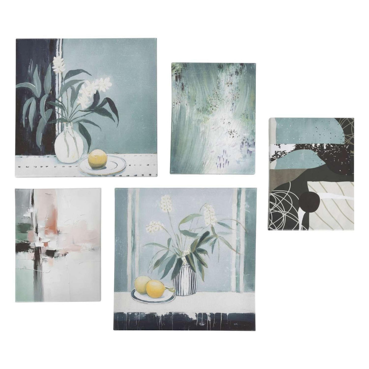 ATMOSPHERA Lot de 5 toiles imprimées SERENATA - Vert