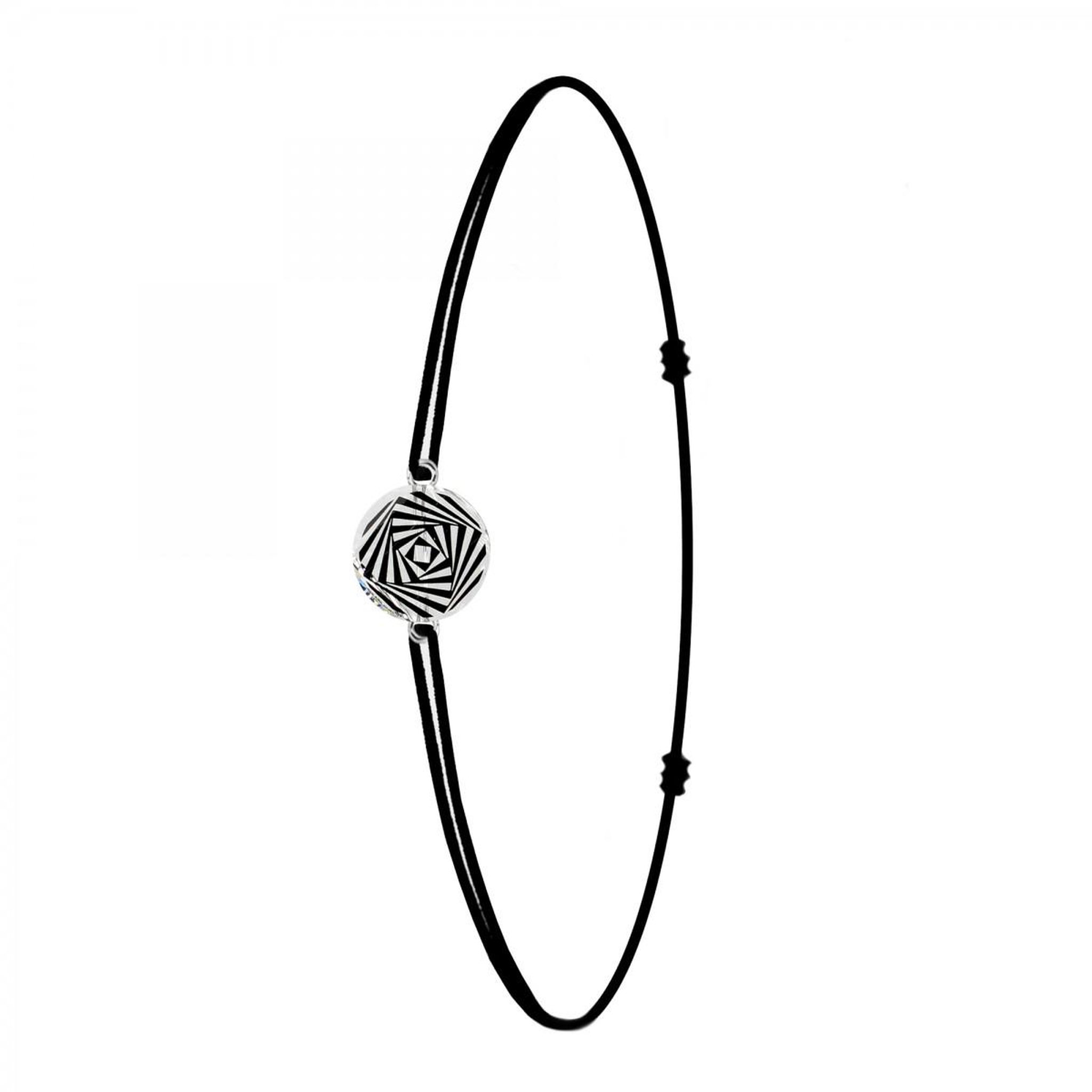 SC CRYSTAL Bracelet élastique noir SC Crystal orné d'un Cristal scintillant