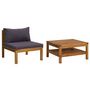 Voir la diapositive 2 : VIDAXL Salon de jardin 2 pcs avec coussins gris fonce Bois d'acacia
