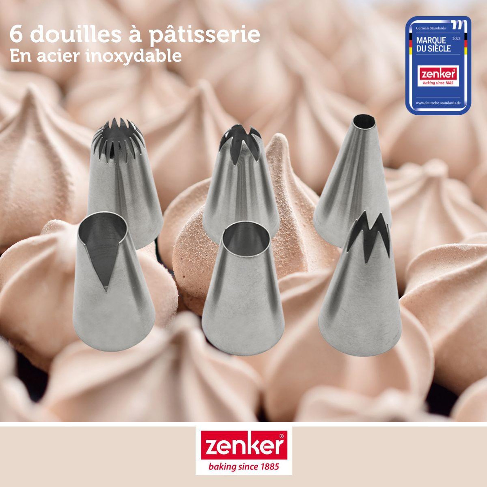 Voir la diapositive 2 : ZENKER Lot de 6 douilles à pâtisserie en inox grand modèle Zenker Smart Pastry
