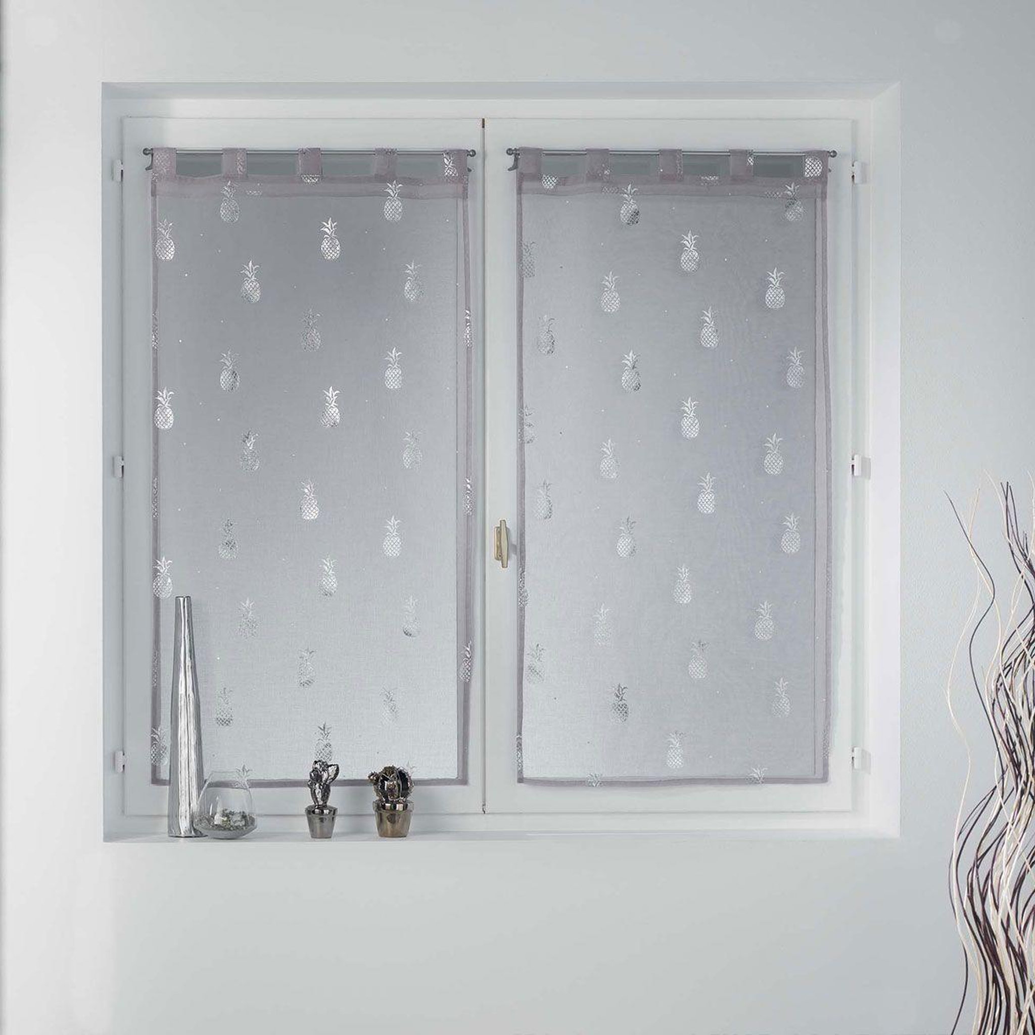 Douceur d'Intérieur Paire de voilages  samba  60x90cm gris & argent