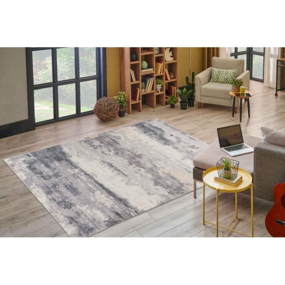 Paris Prix Tapis Tissé à Poils Courts Vintage  Ilian III  Gris