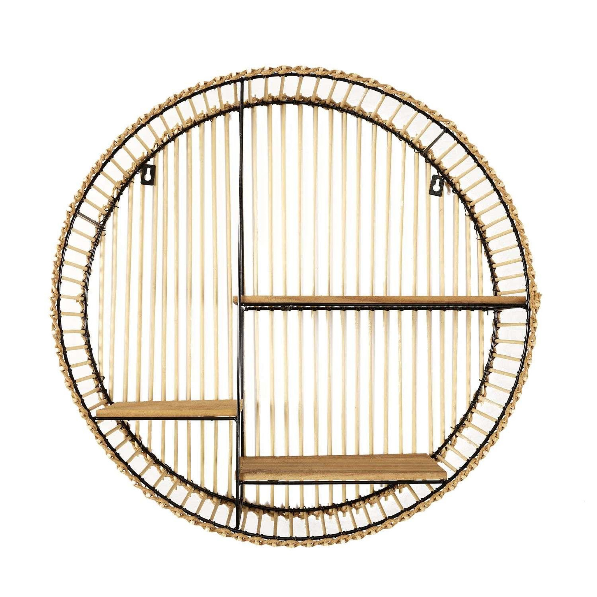 The Home Deco Factory Etagère ronde 3 niveaux en bambou et métal diam. 53 cm - marron et noir