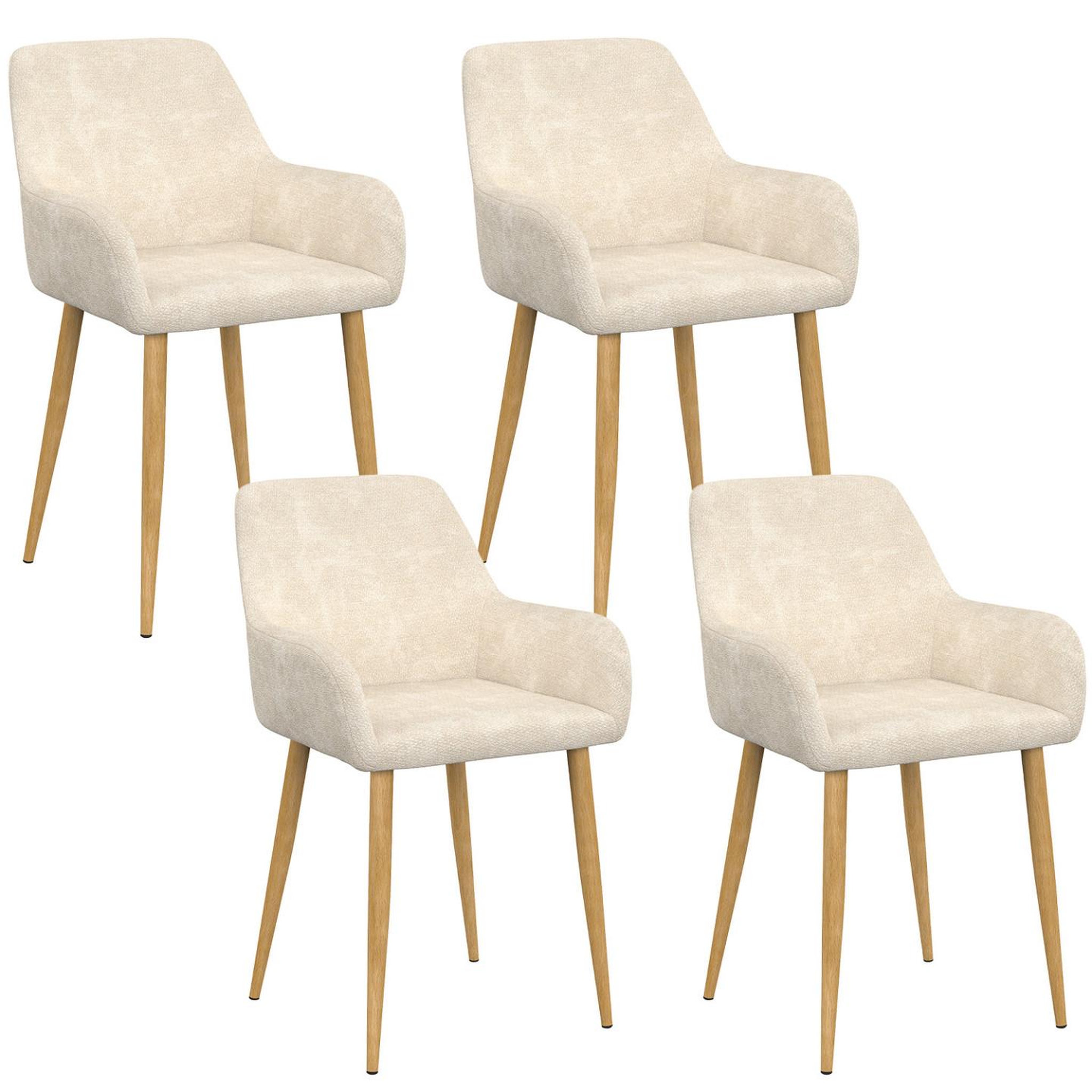 ID MARKET Lot de 4 chaises rory en tissu chenille beige pour salle à manger