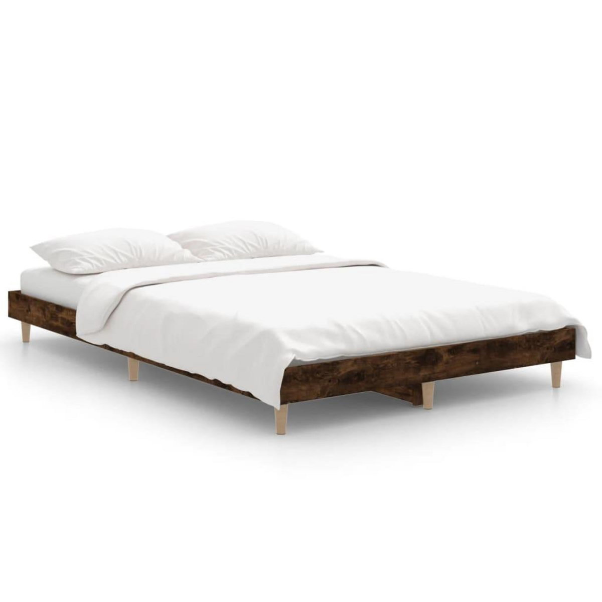 VIDAXL Cadre de lit sans matelas chene fume 120x190 cm bois ingenierie