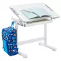 IDIMEX Bureau enfant VITA table de travail réglable en hauteur avec plateau inclinable, structure en métal et plastique blanc