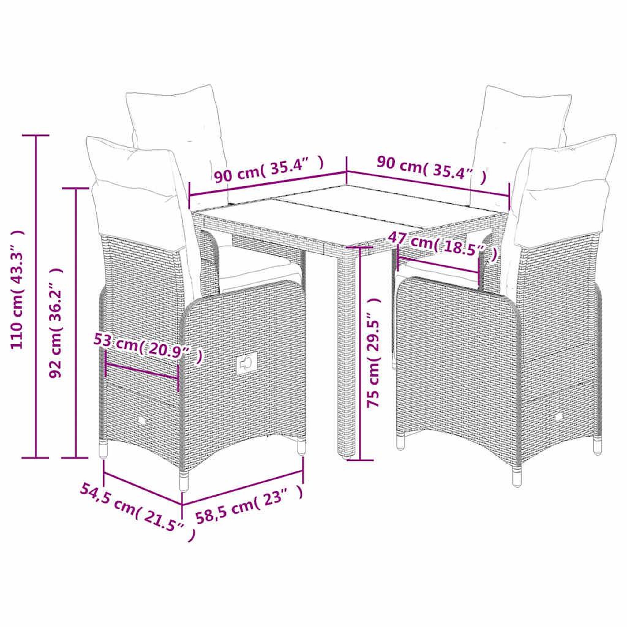 Voir la diapositive 6 : VIDAXL Ensemble de bistro de jardin 5 pcs coussins marron poly rotin