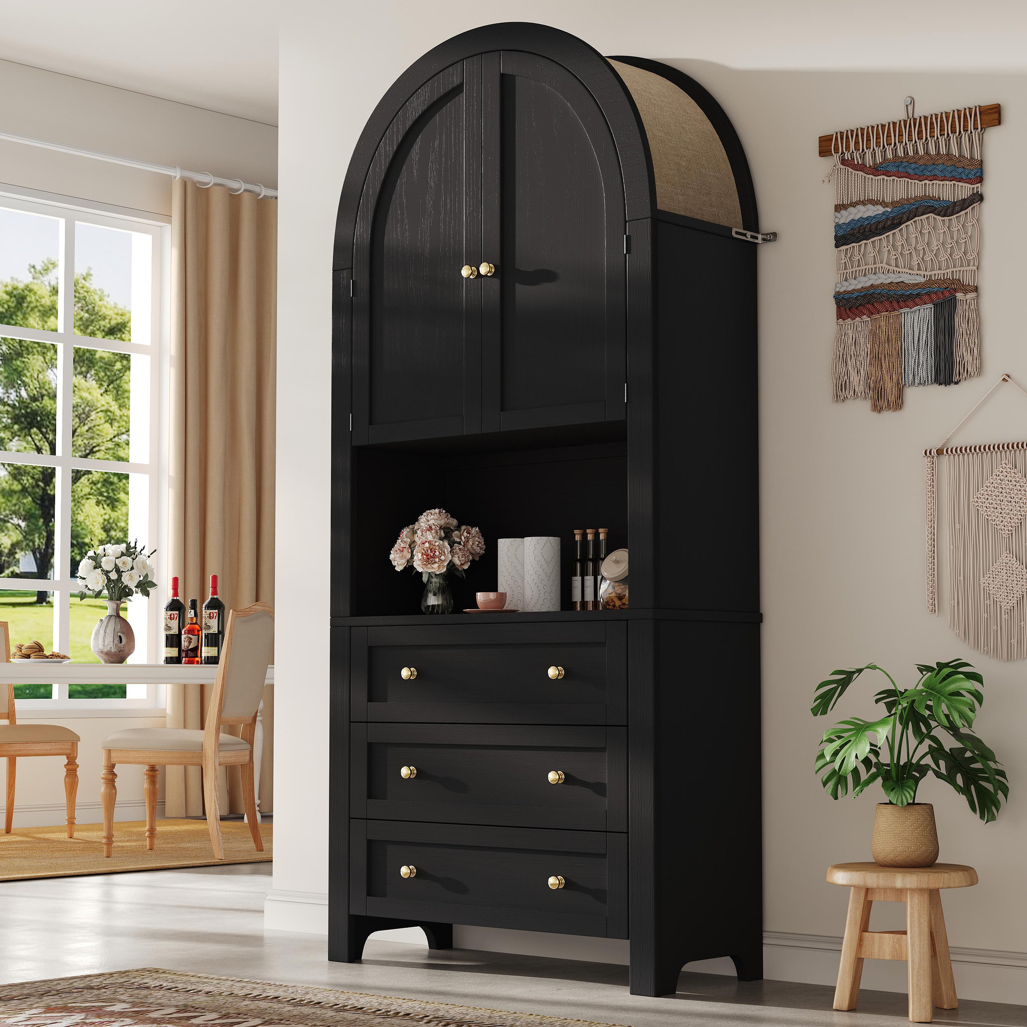 Voir la diapositive 5 : MERAX Buffet de cuisine 2 portes 3 tiroirs