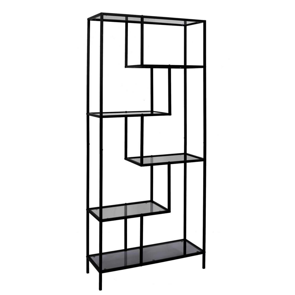 The Home Deco Factory Etagère en verre fumé Edison - H. 180 cm - Noir