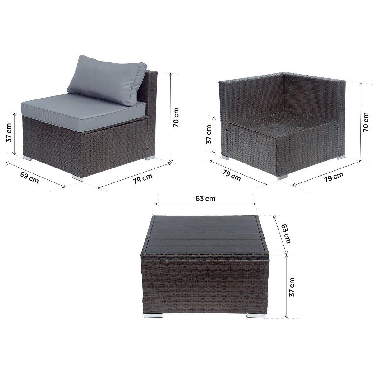 Habitat et Jardin Salon de jardin panoramique en résine tressée  Océane  - 6 places - Marron