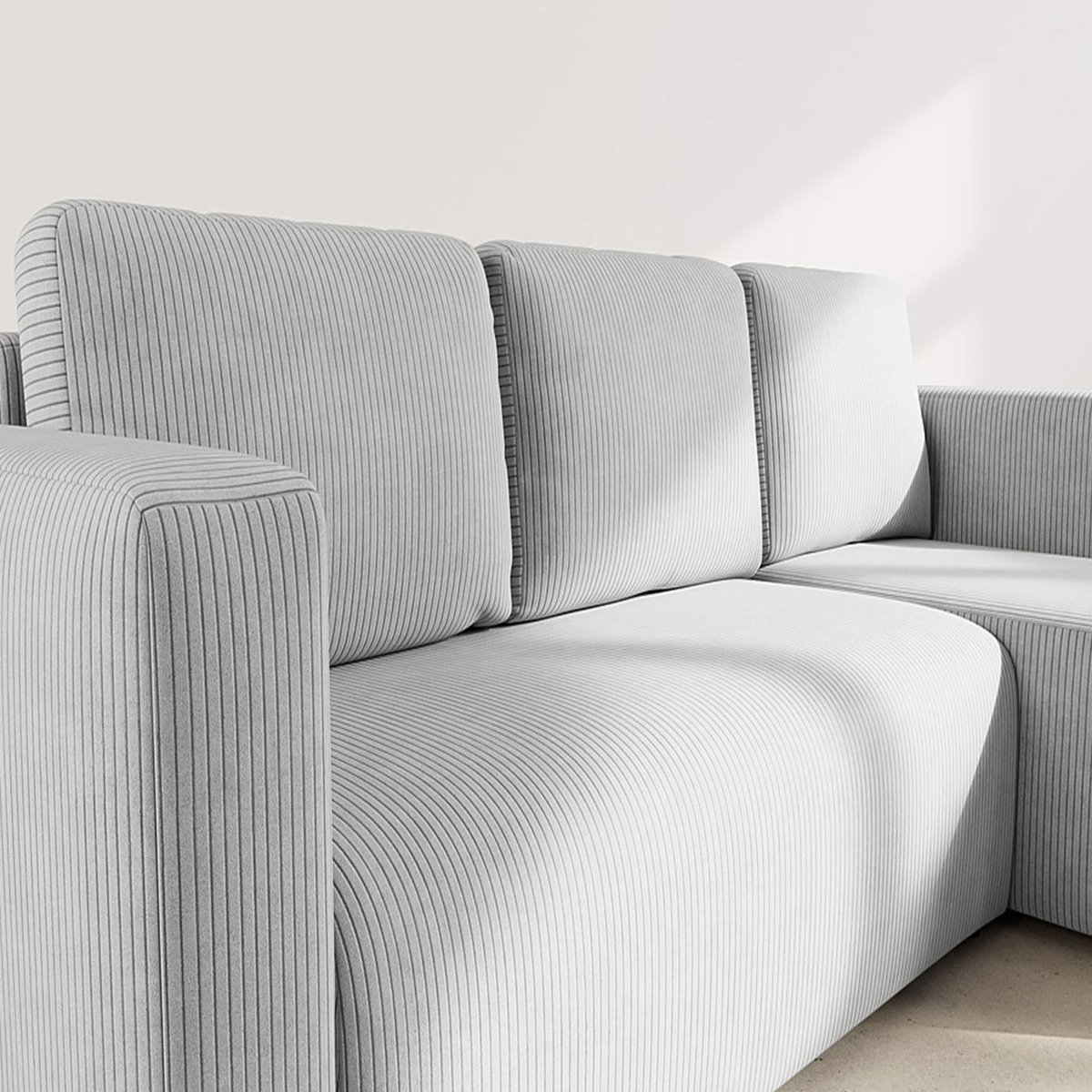 BEST MOBILIER Canopy - canapé d'angle réversible 4 places convertible avec coffre en velours côtelé