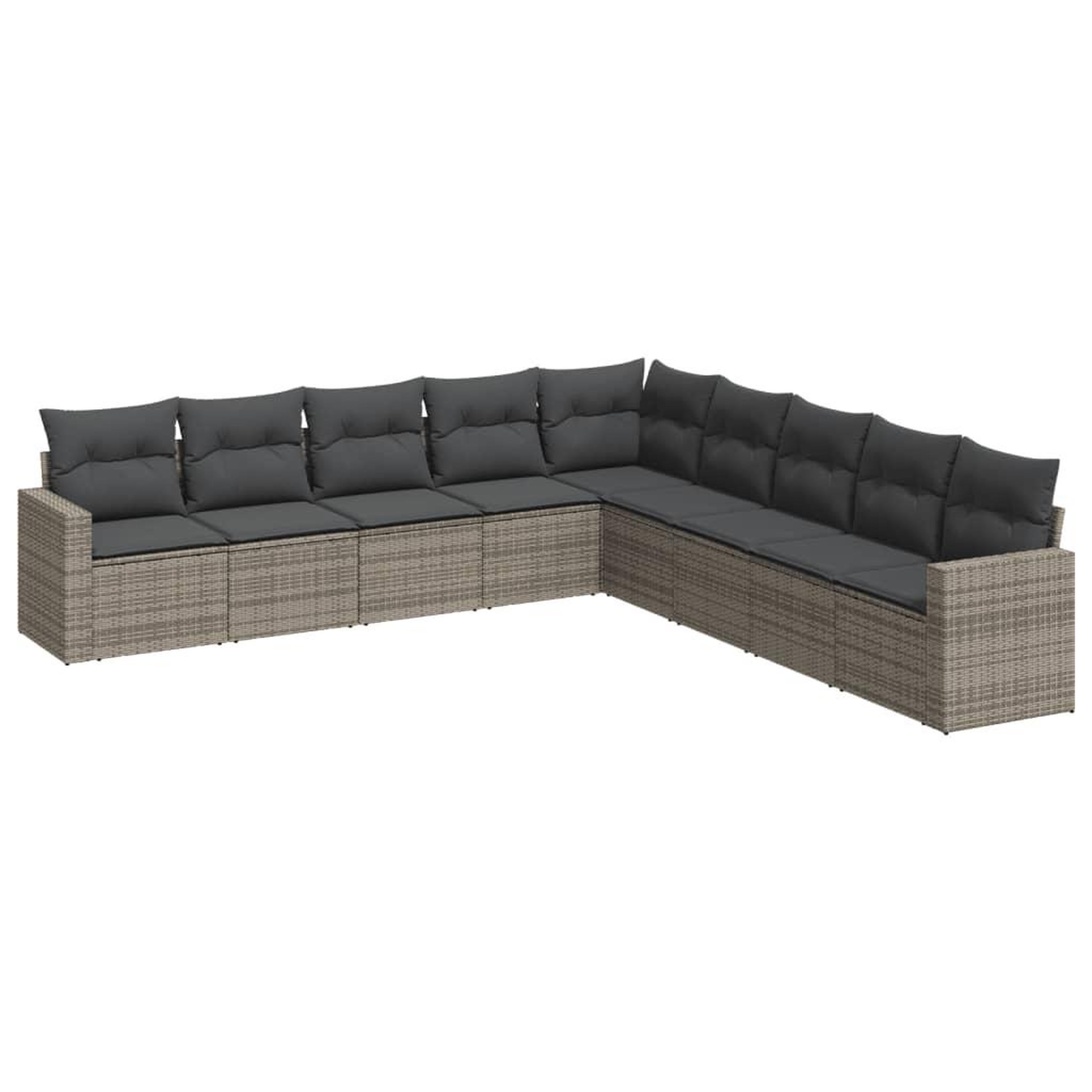 Voir la diapositive 2 : VIDAXL Salon de jardin 9 pcs avec coussins gris resine tressee