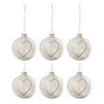 Paris Prix Lot de 6 Boules de Noël  Cœur Strass  8cm Blanc