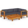 Voir la diapositive 2 : VIDAXL Salon de jardin 5 pcs avec coussins gris fonce Bois d'acacia