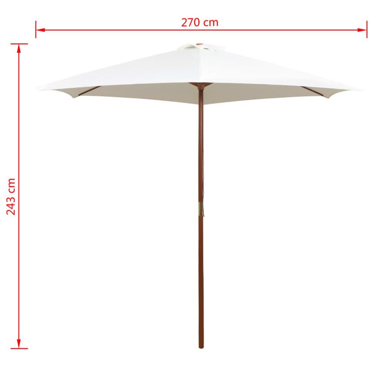 VIDAXL Parasol avec poteau en bois 270 x 270 cm Blanc creme