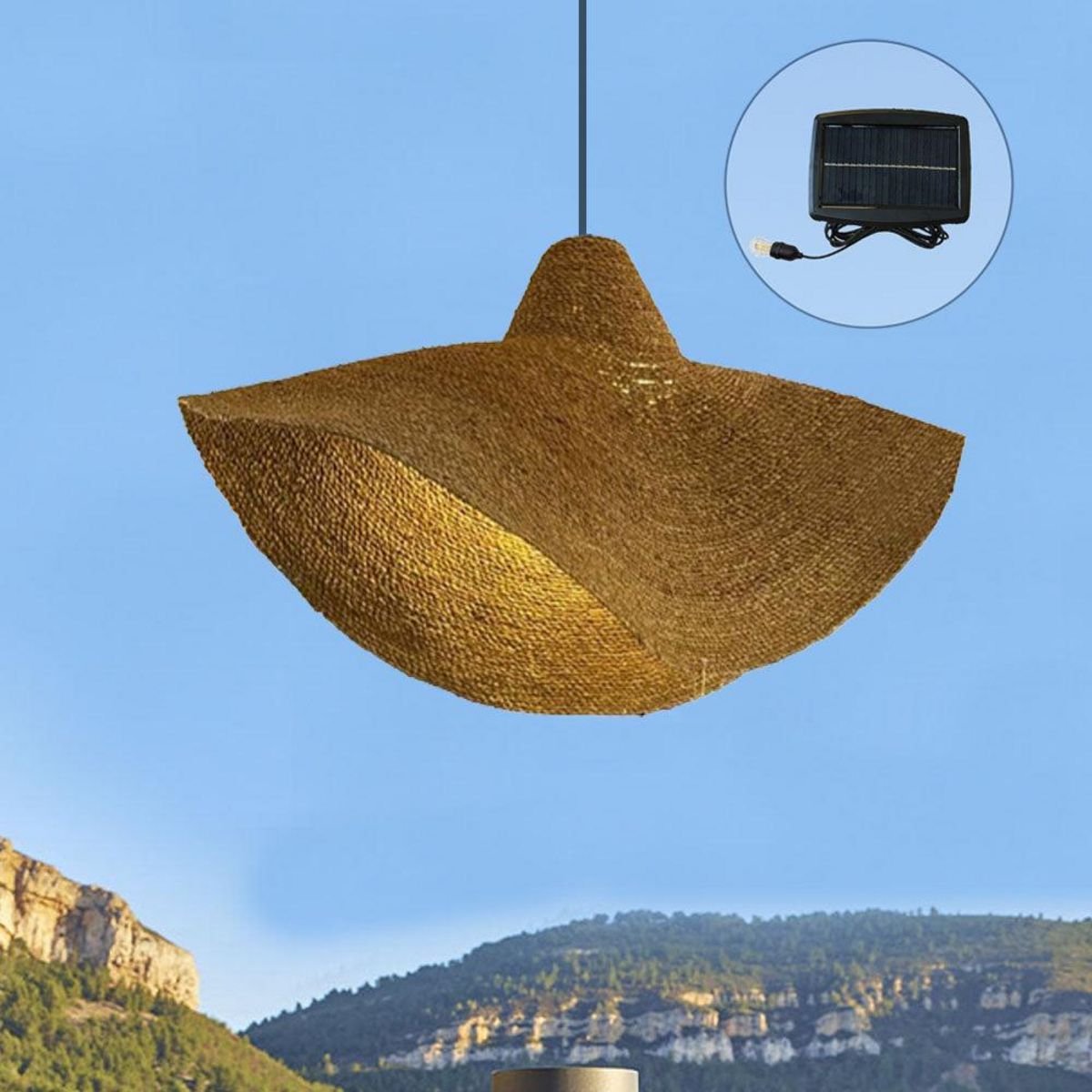 Lumisky Suspension solaire bohème KLEIA Beige Herbe marine H32cm