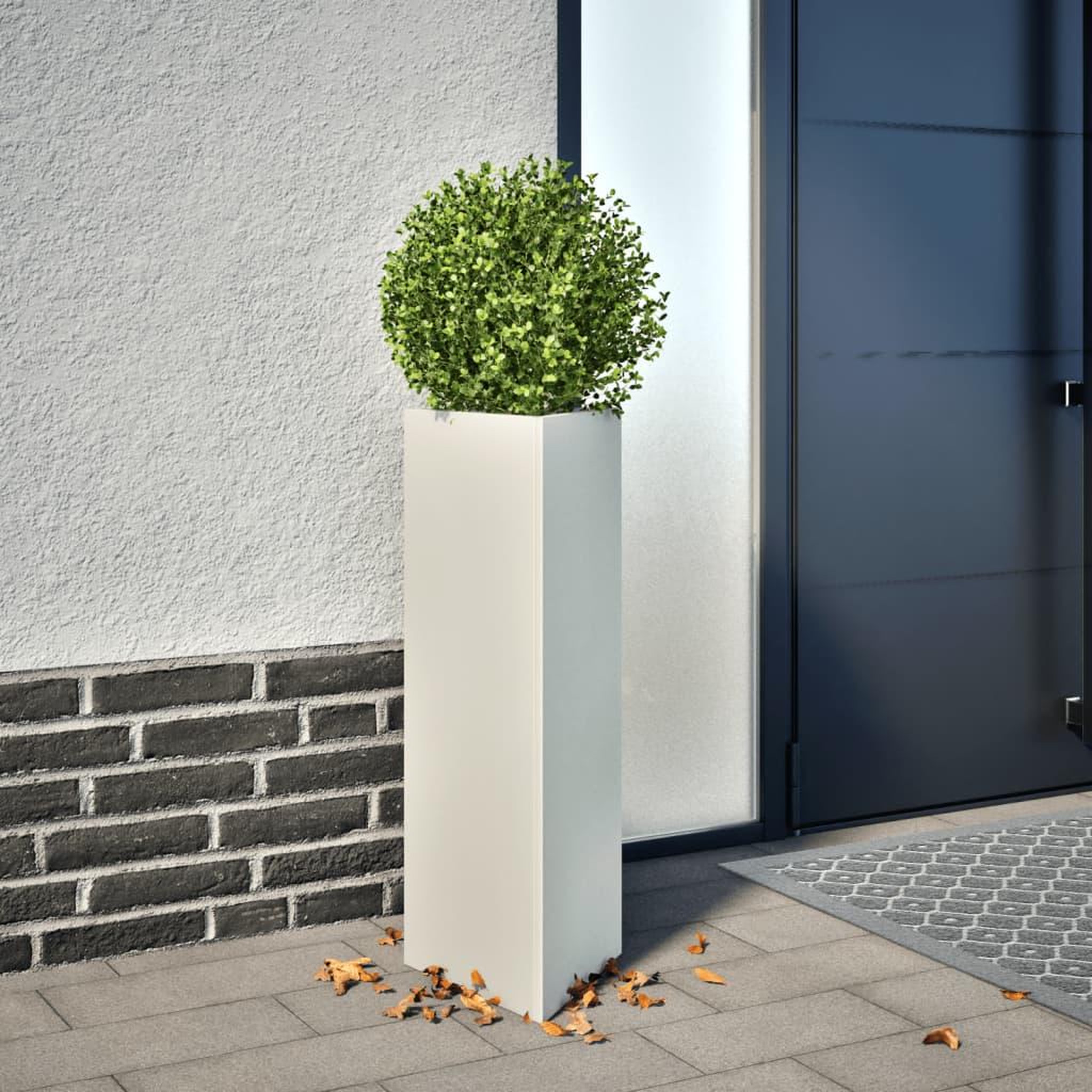VIDAXL Jardiniere blanc triangulaire 30x26x75 cm acier