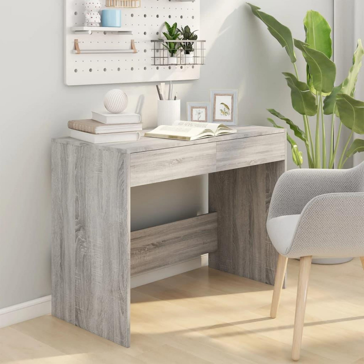 VIDAXL Bureau sonoma gris 101x50x76,5 cm bois d'ingenierie