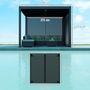 Voir la diapositive 3 : OUTSUNNY Pergola bioclimatique en alu 3 x 3 m - lames orientables 2 parties indépendantes, 2 stores latéraux - anthracite