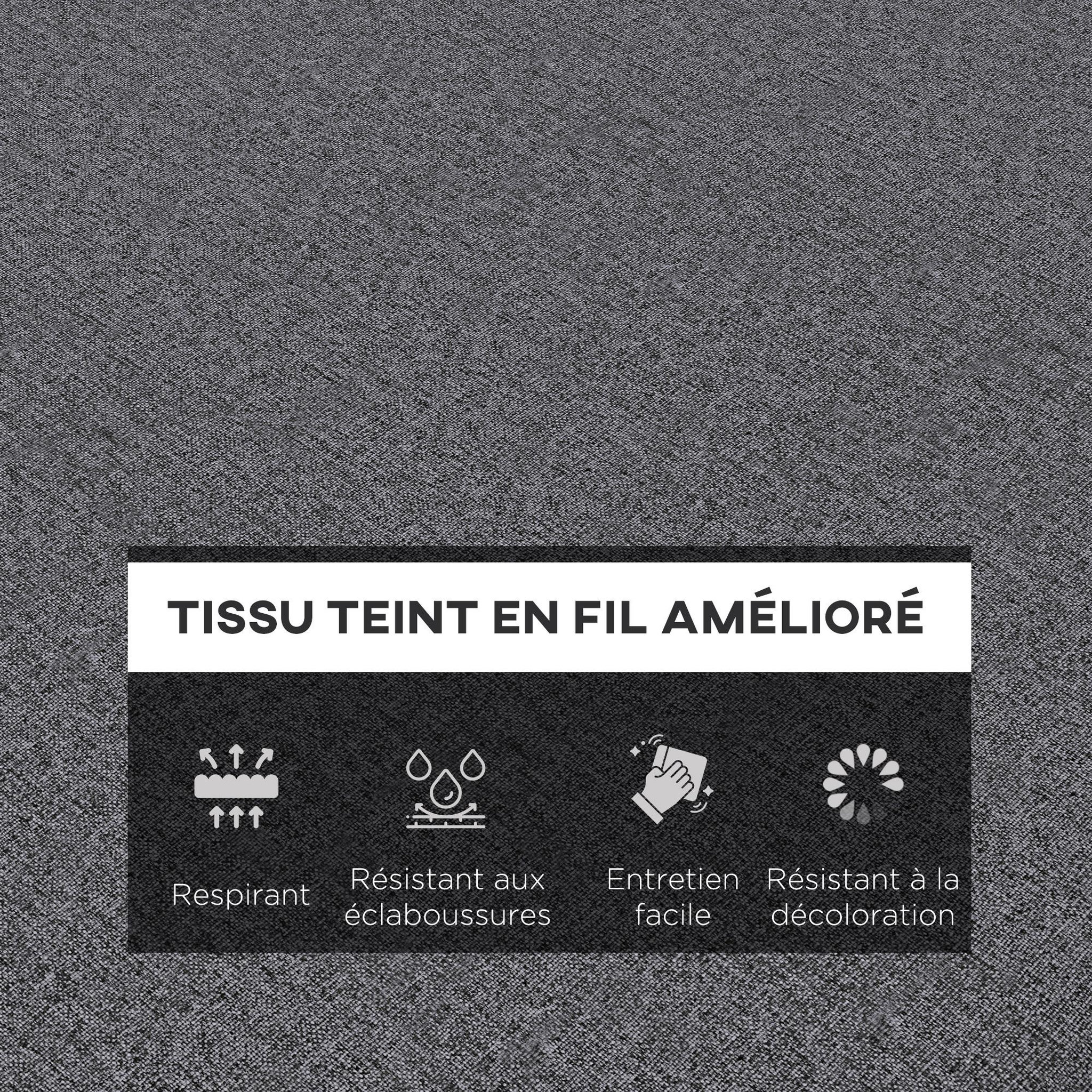 Voir la diapositive 4 : OUTSUNNY Lot de 2 matelas pour transat bain de soleil - dim. 190,5L x 58,4l x 7H cm - cordons d'attache - gris foncé