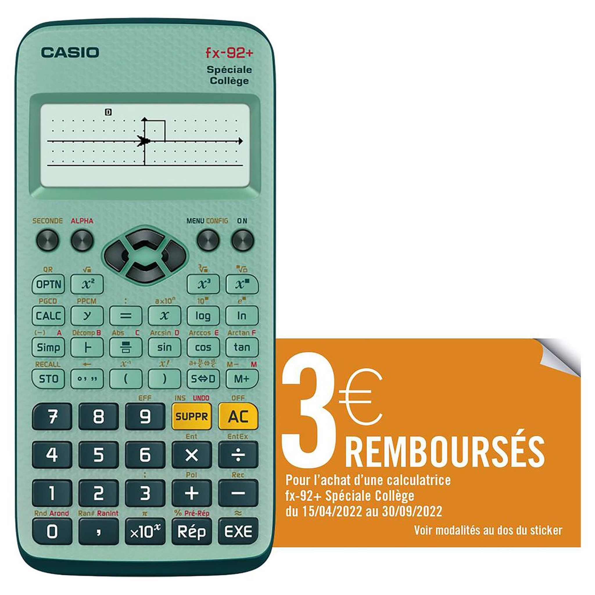Voir la diapositive 4 : CASIO Calculatrice scientifique spéciale collège Fx-92+ 