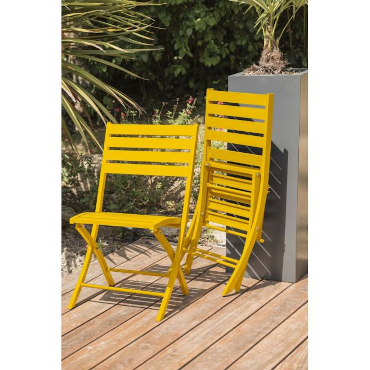 Paris Prix Ensemble Table de Jardin Pliante & 4 Chaises  Marius  140cm Moutarde