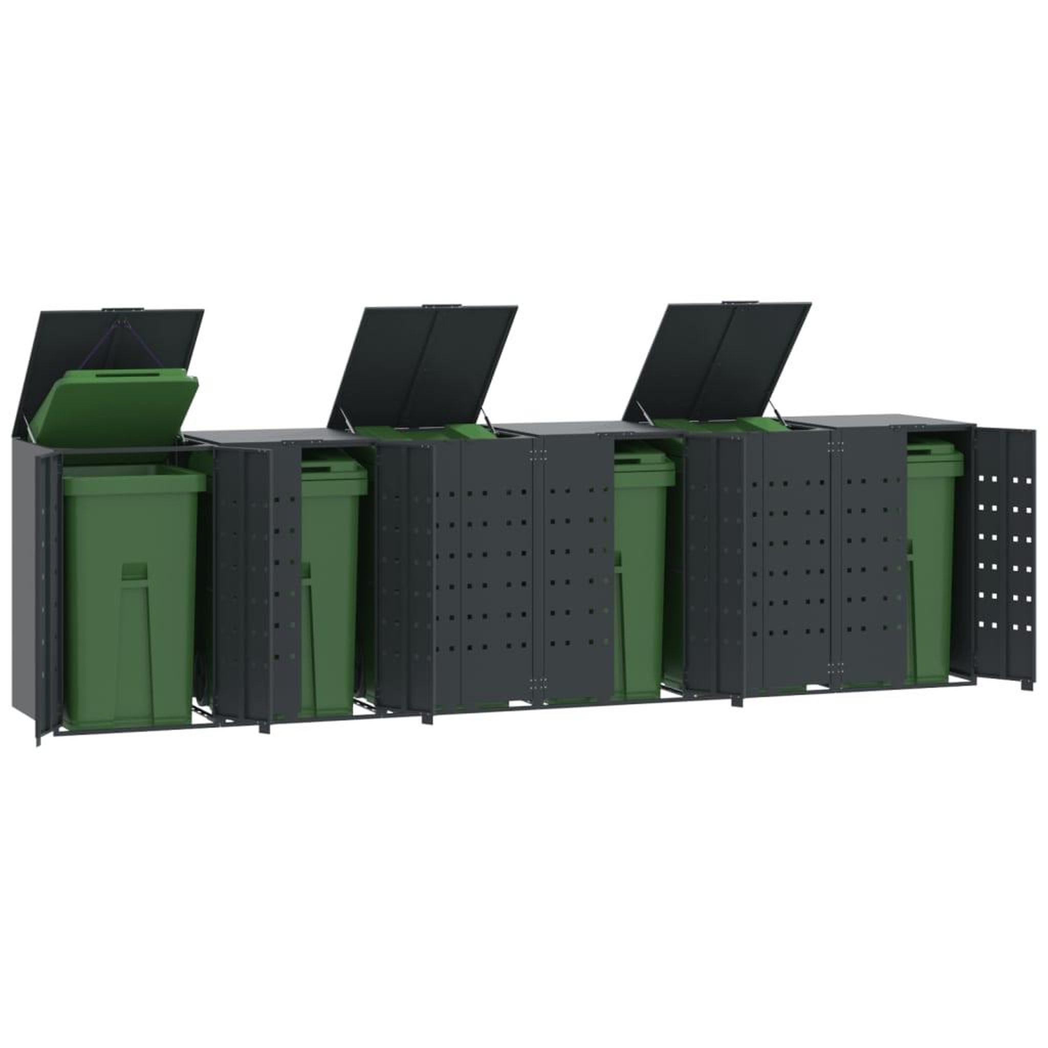 VIDAXL Rangement a roulettes pour poubelles pour 6 bacs anthracite