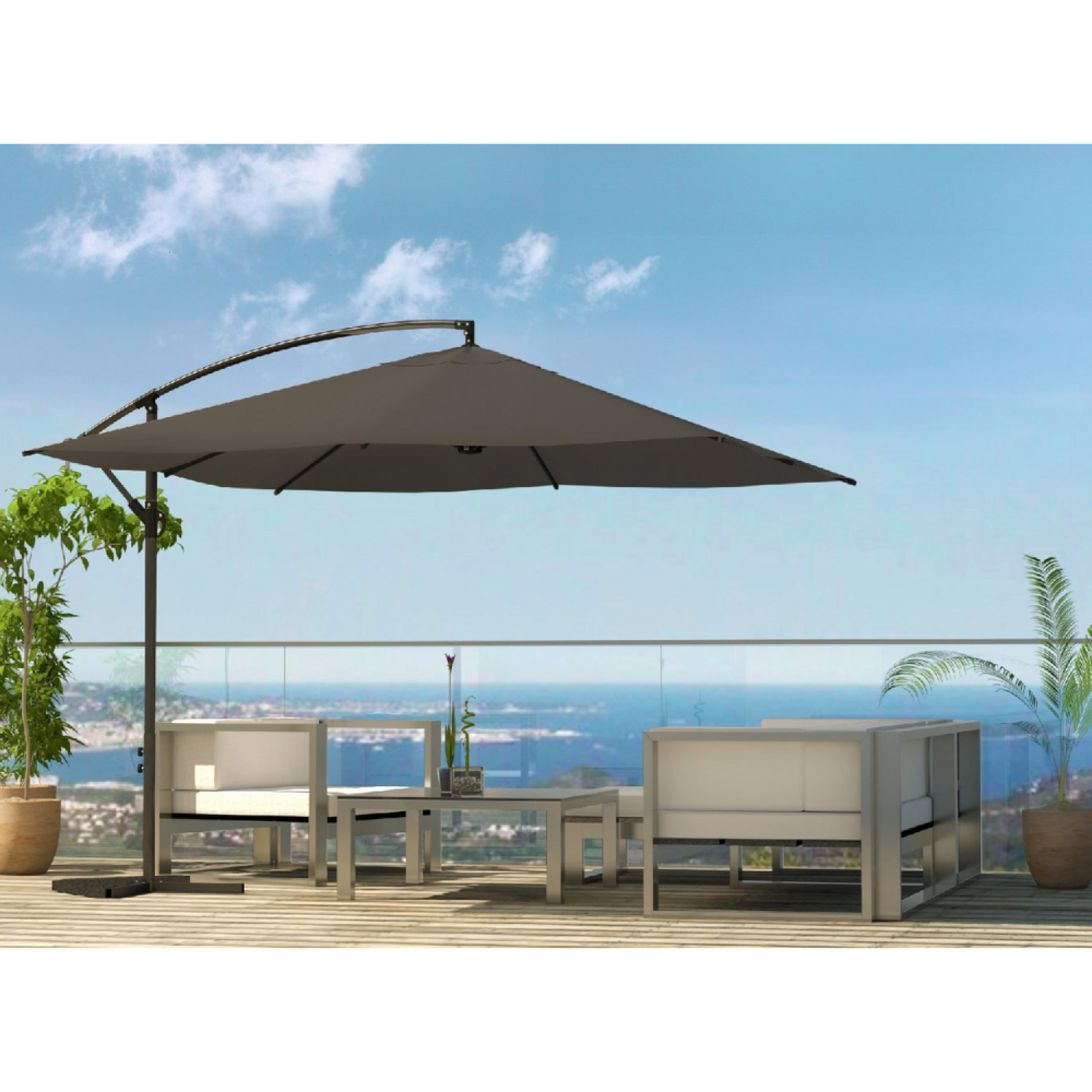 Voir la diapositive 3 : CONCEPT USINE Parasol gris déporté carré 3 x 3 m solenzara