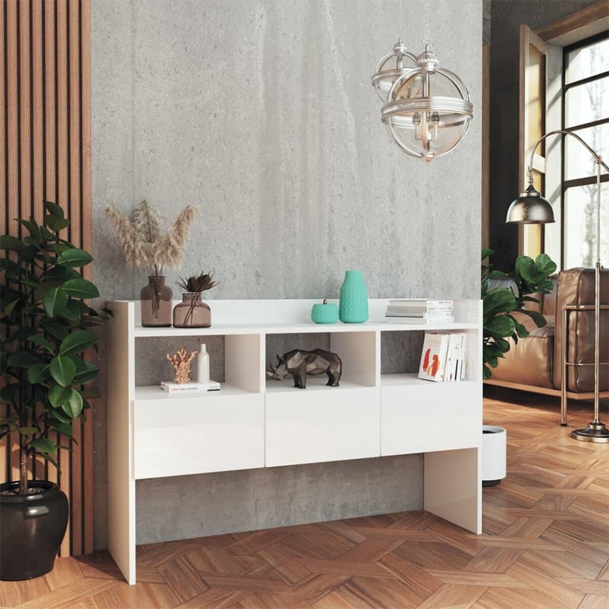 VIDAXL Buffet Blanc brillant 105x30x70 cm Bois d'ingenierie
