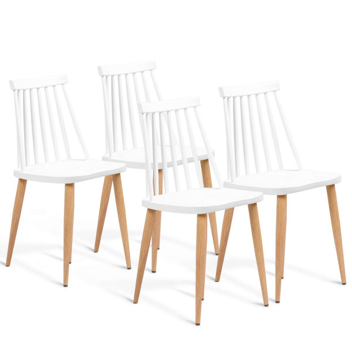 ID MARKET Lot de 4 chaises LILY blanches pour salle à manger