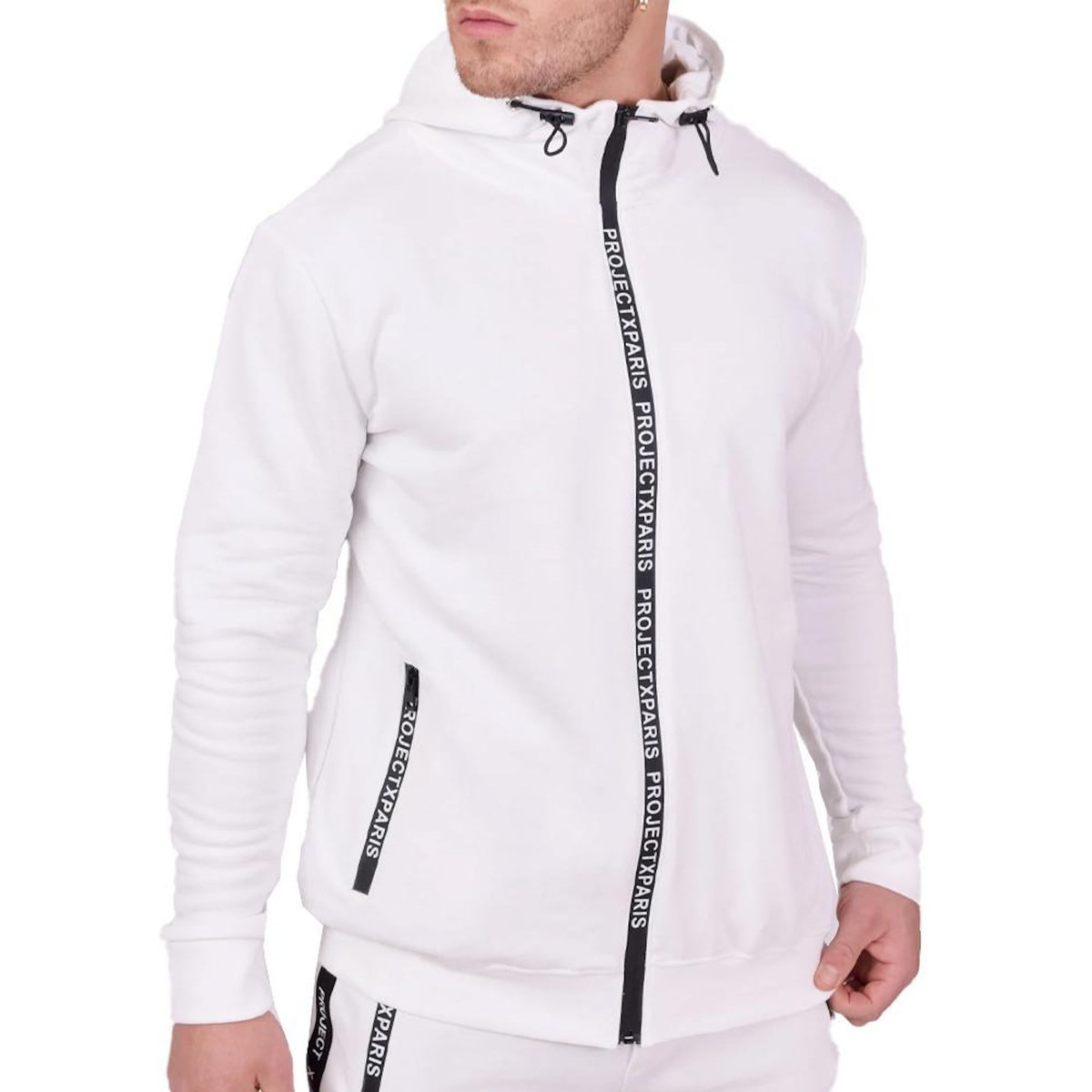 Project X Veste Zippé à Capuche Blanc Homme Project X Paris Basic