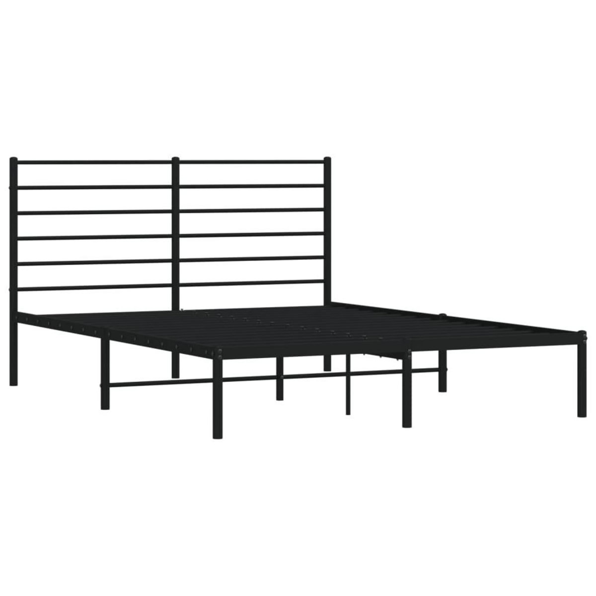 VIDAXL Cadre de lit metal sans matelas avec tete de lit noir 120x200cm